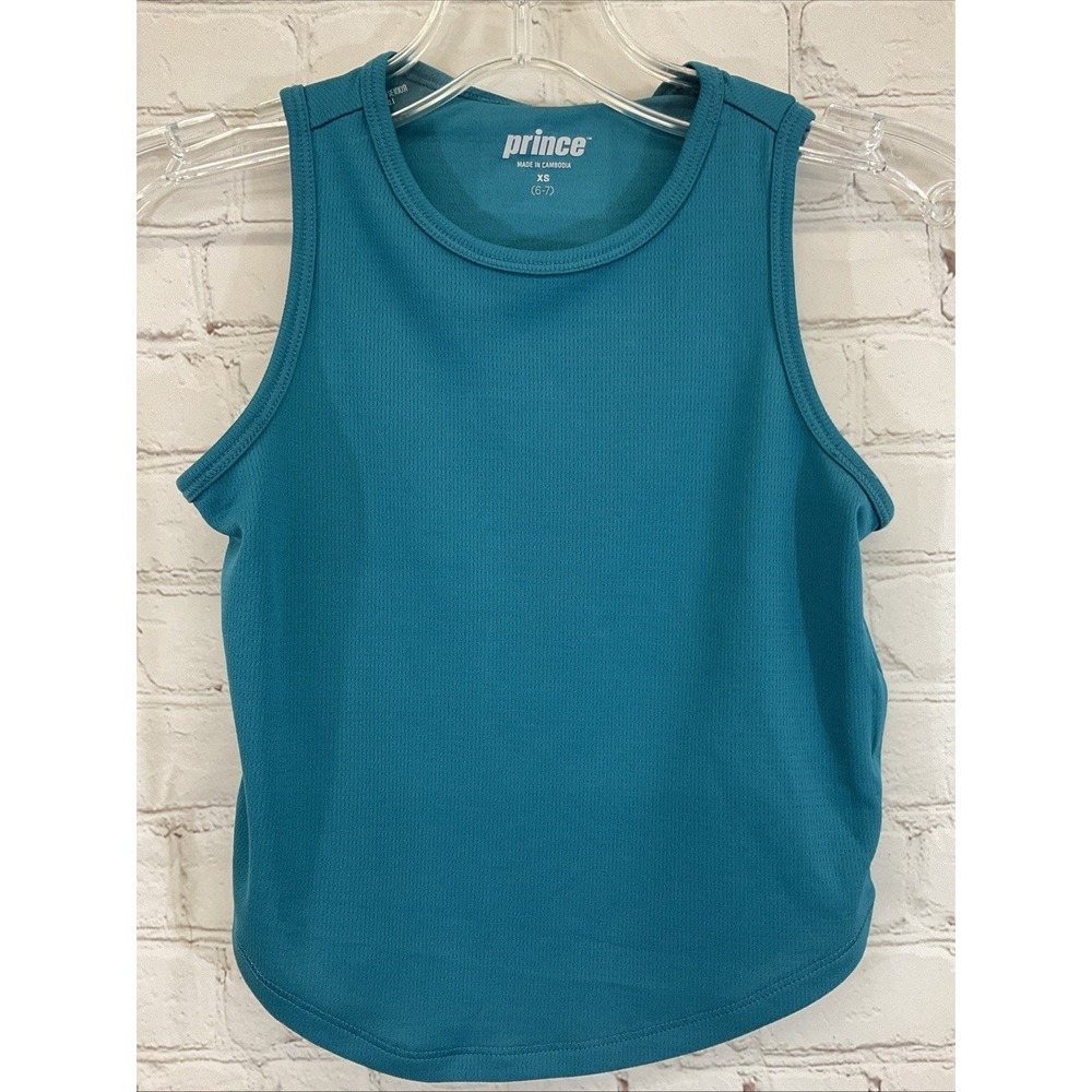 Prince Girls Teal Blue Athletic Tank Top XS 6-7 Sleeveless Performance Shirt